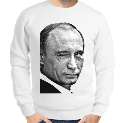 Свитшот мужской серый с Путиным подмигивающим
